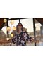 Viscose Satin Fabric Kimono - Pareo - Dressing Gown - (Belt Included)-Black - 8