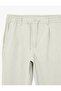 Double Leg Pockets, Elastic Waist, Buttoned Summer Trousers - 3