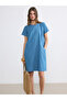 Blue Crew Neck Mini Jean Dress - 2