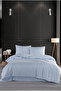 Double Striped Satin Duvet Cover Set Baby Blue