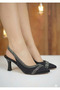 Stone Striped Mid-Heel -7Cm- Casual Women's Classic Black Shoes - New Model - 3