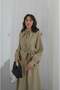 Khaki collar scarf detailed belted dress - 6