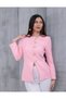 Pink Stylish Women's Blazer Jacket with Gold Button Detail - 4