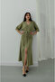 Green Belted Dress with Button Detail on the Front - 2