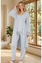 New Season Blue Special Lace Detailed Design 100% Cotton Maternity Pajama Set - 8
