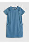 Blue Crew Neck Mini Jean Dress - 5