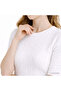 White Short Sleeve Crew Neck Slim Fit Women's Sweatshirt - 4