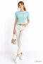 Water Green Short Sleeve Crew Neck Slim Fit Women's Sweatshirt
