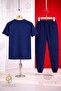 Children's Plain Printed T-Shirt Tracksuit Set - 2