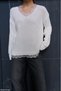 Women's Ecru Lace Detailed V-Neck Knitwear Sweater - 3