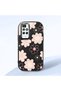 Redmi 10 2022 Compatible Black Silicone Case with Shock-Absorbing Camera Protections Floral Print