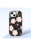 iPhone 15 Compatible Shock-Absorbing Camera Protected Black Silicone Case Floral Print