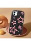 Samsung Galaxy A04 Compatible Camera Protected Black Soft Silicone Phone Case Pink Star - 2