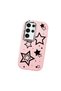 Samsung Galaxy S23 Ultra Compatible Camera Protected Pink Soft Silicone Phone Case Star Patterned
