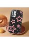 Samsung Galaxy A33 Compatible Camera Protected Black Soft Silicone Phone Case Pink Star - 2