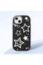 iPhone 15 Plus Compatible Camera Protected Black Soft Silicone Phone Case Star Patterned - 3