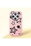 Redmi 14C Compatible Camera Protected Pink Soft Silicone Phone Case Star Patterned - 3