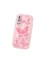 Samsung Galaxy A50 Compatible Camera Protected Pink Soft Silicone Phone Case Butterfly Patterned