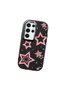 Samsung Galaxy S24 Ultra Compatible Camera Protected Black Soft Silicone Phone Case Pink Star