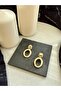 Gold Dangle Oval Modern Nail Earrings - 5