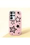 Samsung Galaxy S25 Ultra Compatible Camera Protected Pink Soft Silicone Phone Case Star Patterned - 3