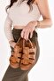 Genuine Leather Comfort Sole Comfortable Daily Sandals Irm.112 Tan