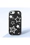 حافظة هاتف من السيليكون الناعم باللون الأسود متوافقة مع هاتف iPhone SE 2020 مع حماية للكاميرا Star منقوش - 3