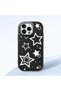 iPhone 14 Pro Compatible Camera Protected Black Soft Silicone Phone Case Star Patterned - 3