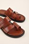Men's Genuine Leather Flip Flops Daily Comfortable Sole Slipper Hkm.333 Tan - 3