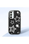 Samsung Galaxy A35 Compatible Camera Protected Black Soft Silicone Phone Case Star Patterned - 3