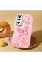 Samsung Galaxy A34 Compatible Camera Protected Pink Soft Silicone Phone Case Butterfly Patterned - 2