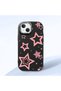 iPhone 15 Plus Compatible Camera Protected Black Soft Silicone Phone Case Pink Star - 3