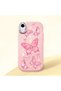 iPhone Xr Compatible Camera Protected Pink Soft Silicone Phone Case Butterfly Patterned - 3