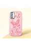 حافظة هاتف سامسونج جالاكسي S20 FE متوافقة مع الكاميرا، حافظة هاتف من السيليكون الناعم باللون الوردي على شكل فراشة منقوش - 3