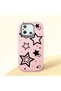 Redmi 12C Compatible Camera Protected Pink Soft Silicone Phone Case Star Patterned - 3