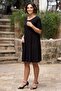 Black Cross Stone Summer Combed Cotton Dress with Cotton Pieces - 2