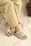 Women's Beige Comfortable Fit Ready-To-Wear Sole Buckled Slipper - 4