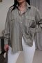 Levure Long Sleeve Slim C Striped Double C Pocketed Oversize Shirt - 4