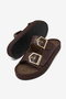 Women's Brown Comfortable Fit Ready-To-Wear Sole Buckled Slipper - 2