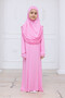 Practical Children's Prayer Dress with Headscarf, One-Piece Children's Prayer Outfit (Ages 8-12) Pink