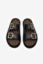 Women's Black Comfortable Fit Ready-To-Wear Sole Buckled Slipper - 2