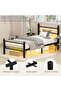 LED Bed Frame with Charging Station, Headboard & Slats, No Box Spring Needed, Easy Assembly. - 6