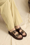 Women's Brown Comfortable Fit Ready-To-Wear Sole Buckled Slipper - 5