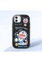 Black Soft Silicone Phone Doraemon with Camera Protection Compatible with iPhone 12 Mini Patterned