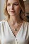 Green Stone Detailed Steel Women's Necklace – Stylish and Elegant Necklace Model – Does Not Tarnish – Comes with a Jewelry Stand Gift - 6