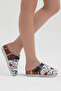 Women's White Comfortable Fit Printed Buckled Slipper - 5