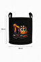 Black Felt Toy Basket - Cartoon Cartoon Pattern, Foldable with Handles, Kids Room Organizer - 4
