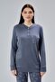 Women's Long Sleeve Cotton Piece Pajama Set Buttoned Pocket Detail Bottom Top Set