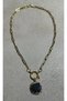 Gold Plated Paperclip Chain Druzy Stone Women's Necklace - 5