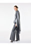 Grey Sleeveless Asymmetric Cut High Neck Satin Cape Blouse - 3